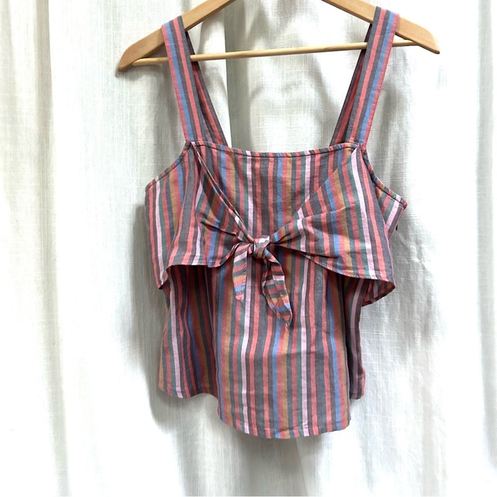 Madewell Tie Front Cami Tank Top Rainbow Stripe size 2